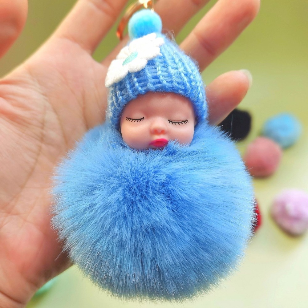 Baby Sleep Sack - Cute Pompom Sleeping Baby Keychain Fur