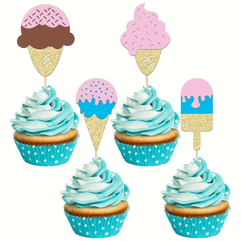 Baby Products Lotion - 12Pc Glitter Ice Cream Cupcake Toppers