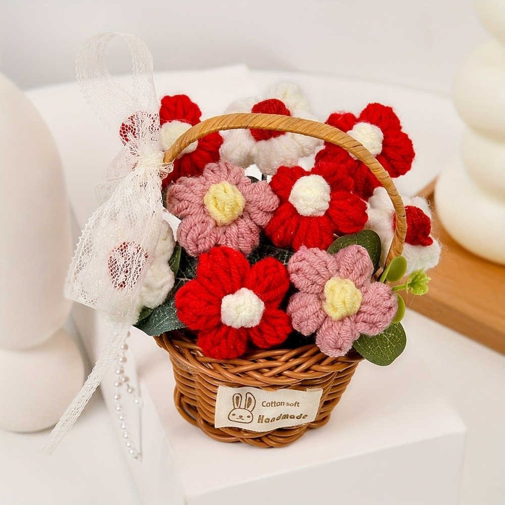 Handmade Puff Yarn Flower Mini - Baby Products Basket incelemesi ve fiyatı