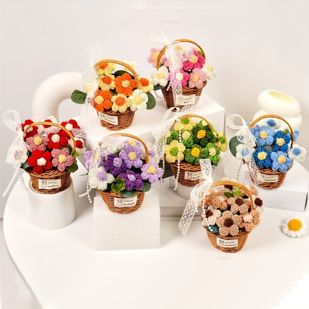 Handmade Puff Yarn Flower Mini - Baby Products Basket incelemesi ve fiyatı