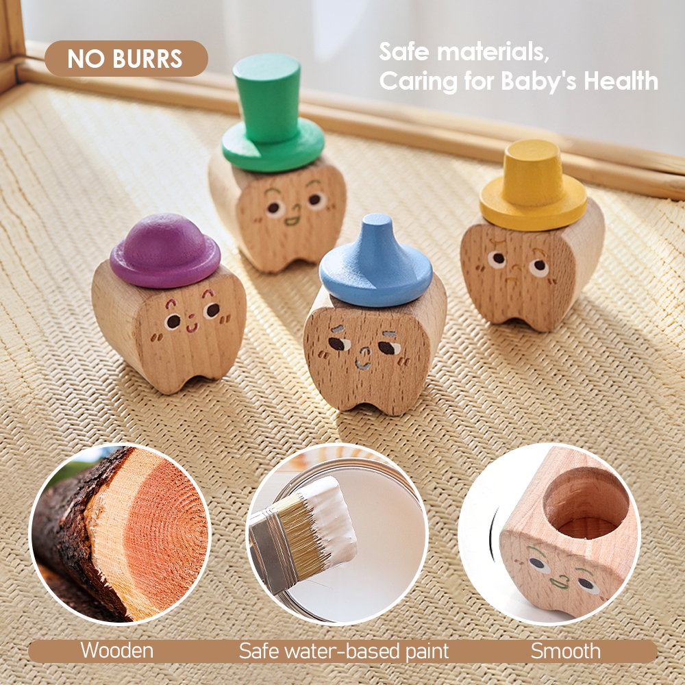 4pc Set Baby Tooth Wooden Box  - Baby Products Natural incelemesi ve fiyatı
