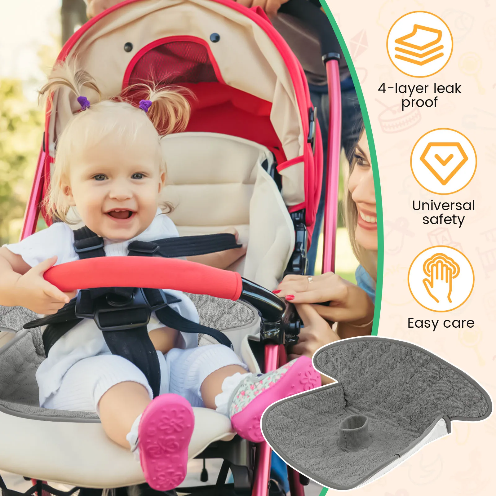 2 Pcs Baby Piddle Pad Polyeste - Infant Car Seat Cover incelemesi ve fiyatı