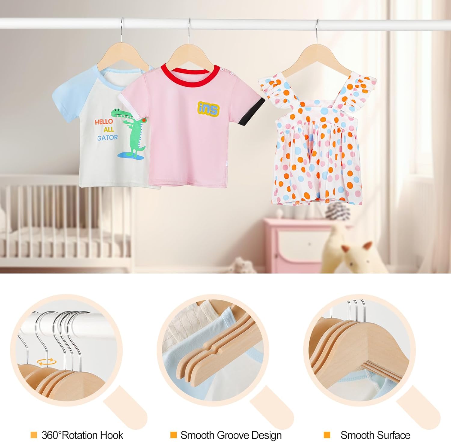 Natural Wood Baby Hangers 10 P - Baby Products Natural incelemesi ve fiyatı